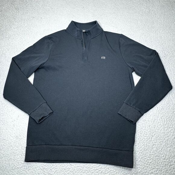 Travis Mathew‎ Sweatshirt Men Medium Black Pullover Zip Sweater Golf Casual Mock - Picture 1 of 12